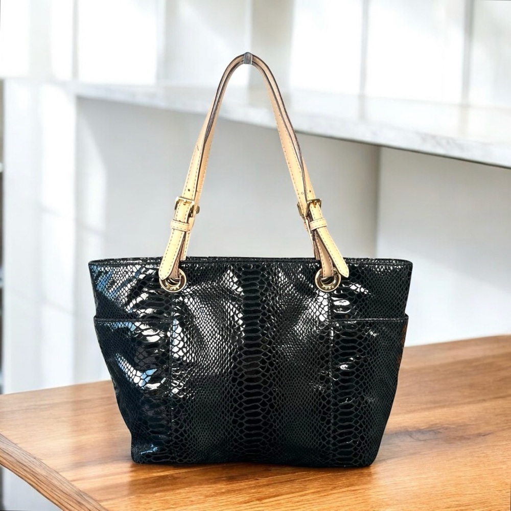 Michael Kors Black Embossed Python Tote Bag - image 2